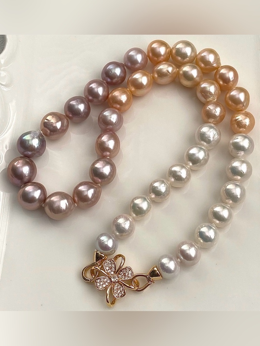 N266-Handmade High Quality Ombre Edison Pearl Necklace